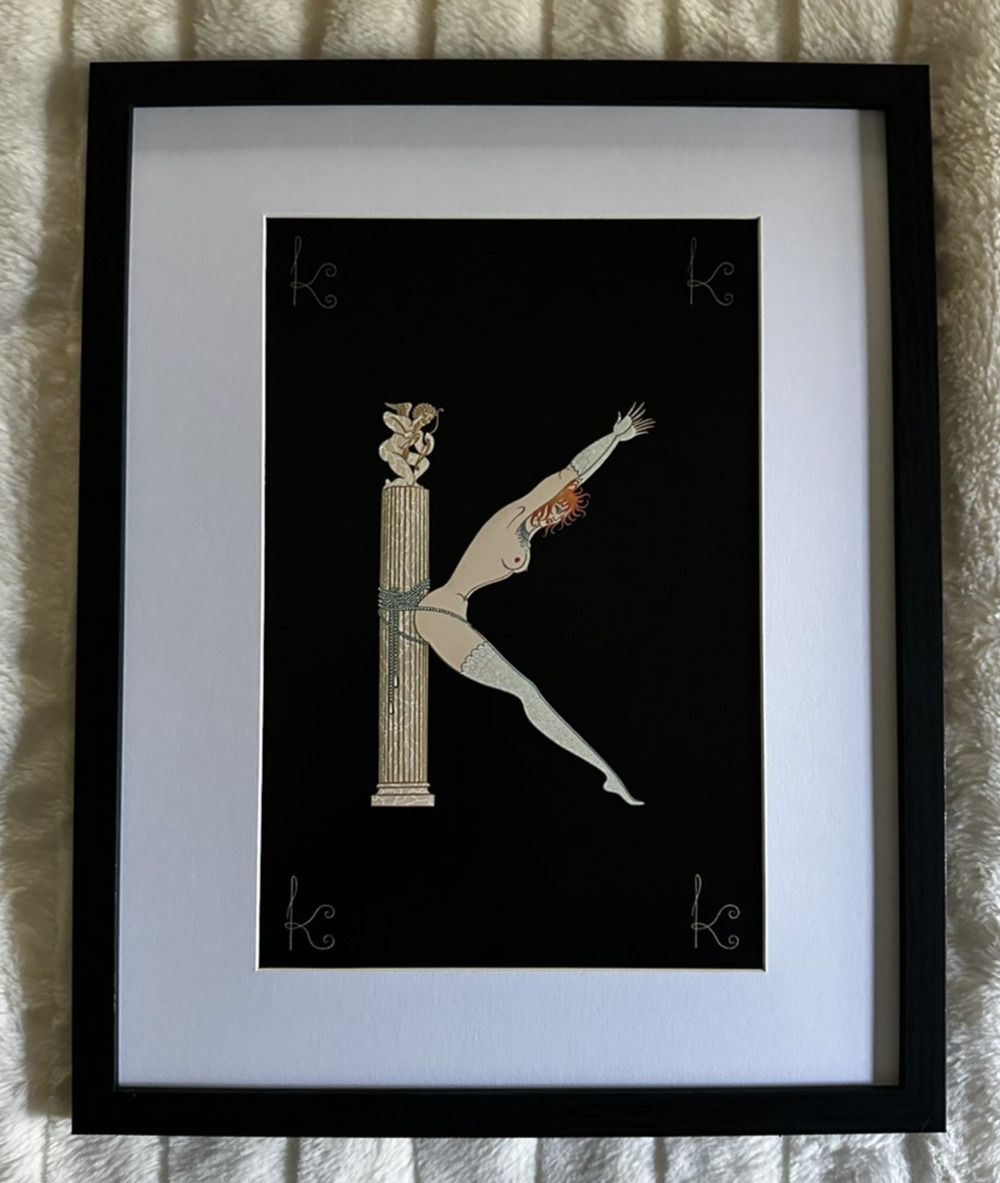 Framed Erte The Alphabet series "K" 11x14